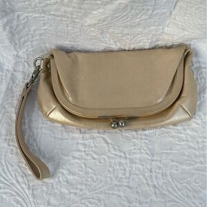 HOBO Pearl Cream Leather Clutch Wristlet
